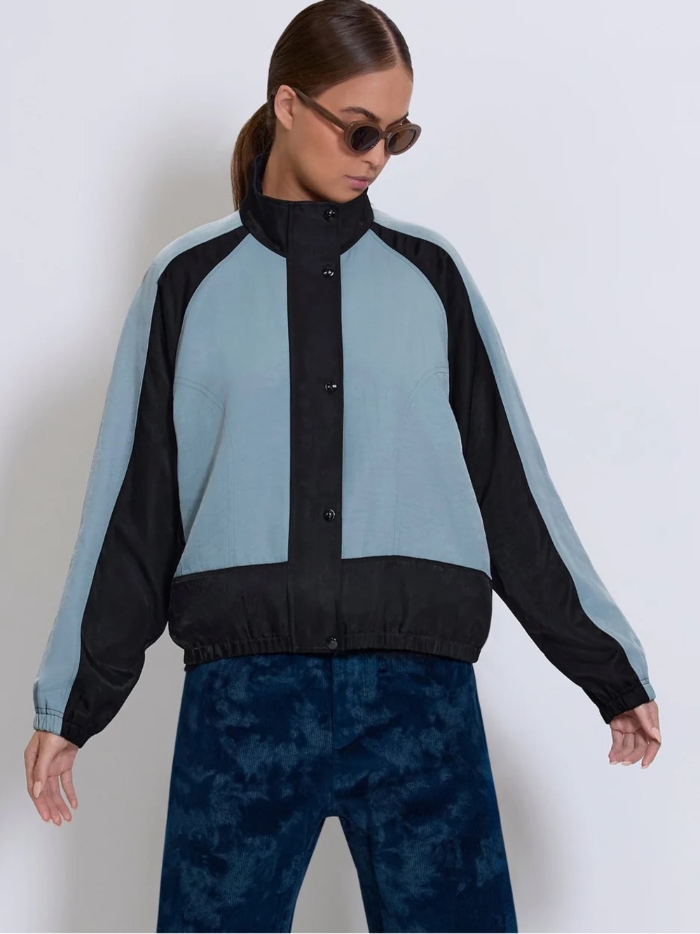 Roucha Ostade Jacket, Light Blue and Black Colorblock, Small
